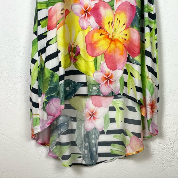 CARTISE White & Black Stripe Floral Sleeveless High Low Dress NWT - Picture 5 of 16